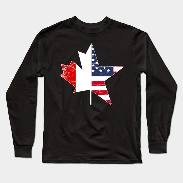 USA Flag Maple Leaf Canada Long Sleeve T-Shirt by ShirtsShirtsndmoreShirts